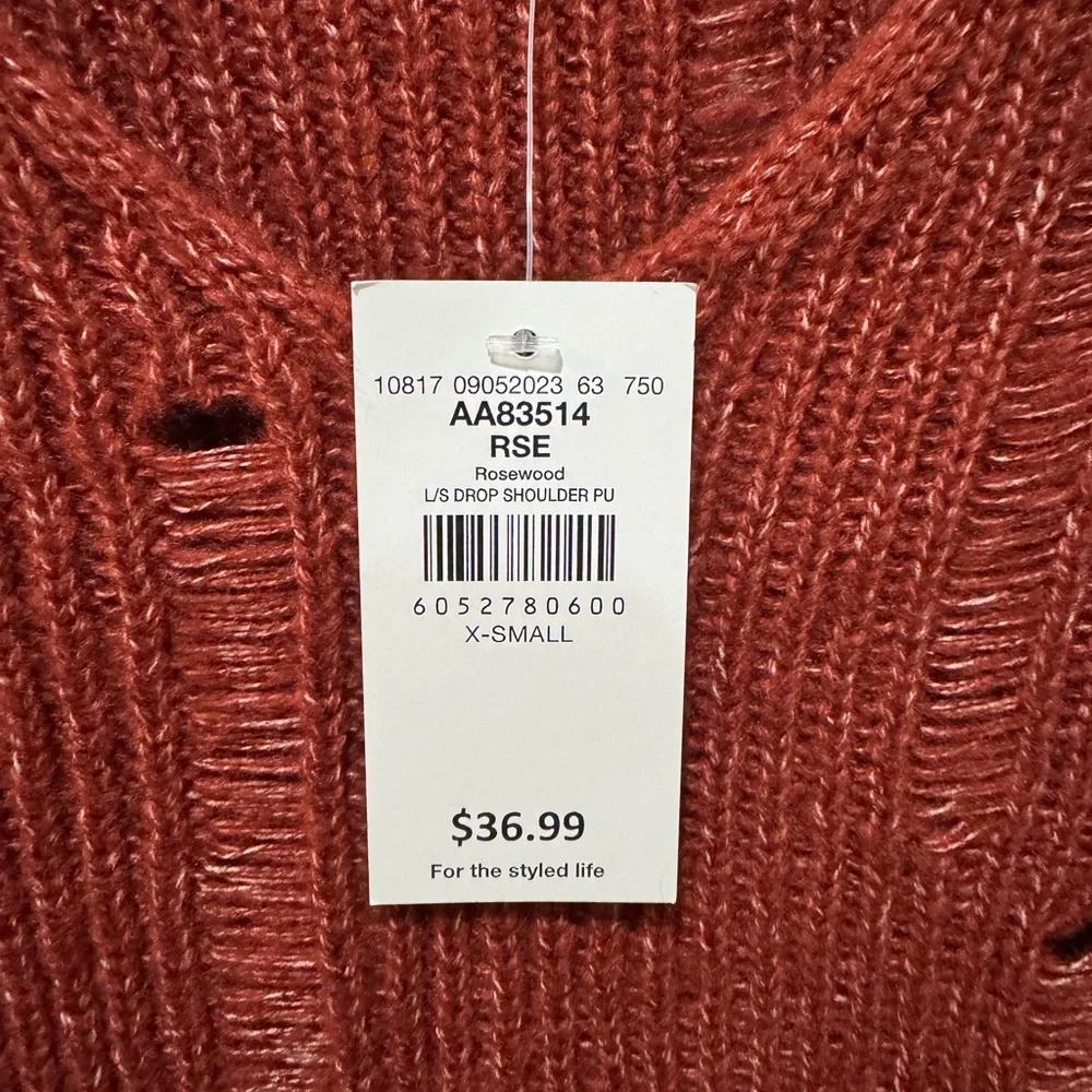 Women's Red Knit Sweater by Daytrip| Destructed | Boho| Buckle| - Picture 5 of 7